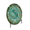 18&#x22; Green &#x26; Turquoise Glass Glam Decorative Plate with Stand